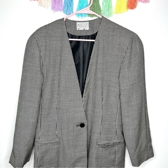 Vintage Pendleton Virgin Wool Herringbone Business Career Button Front Blazer - Picture 4 of 15